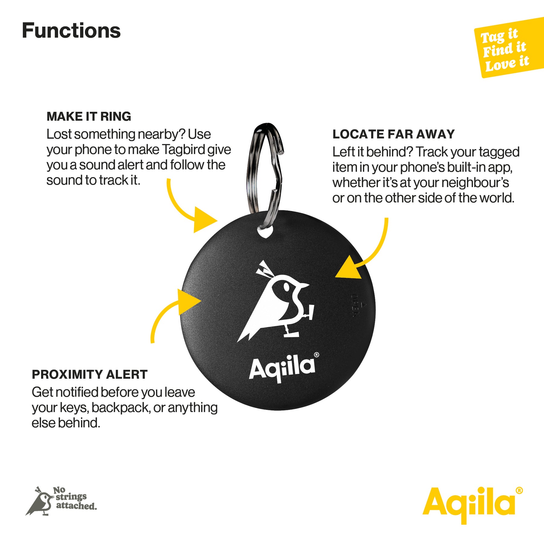 Aqiila Tagbird Nyckelring 1-pack